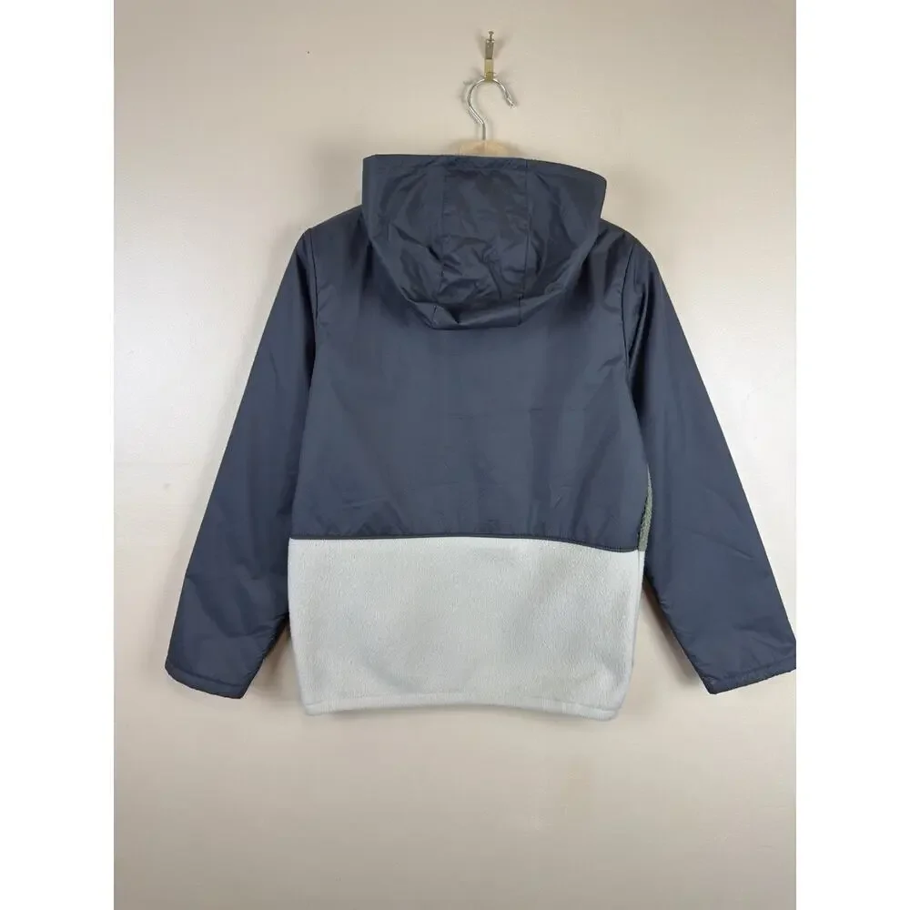 Columbia Boys Steens Mountain Hooded Fleece Jacket Large 14-16, Grey & Khaki